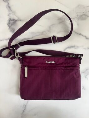 Baggalini Securtex Anti-Theft Memento Crossbody Bag, Mulberry